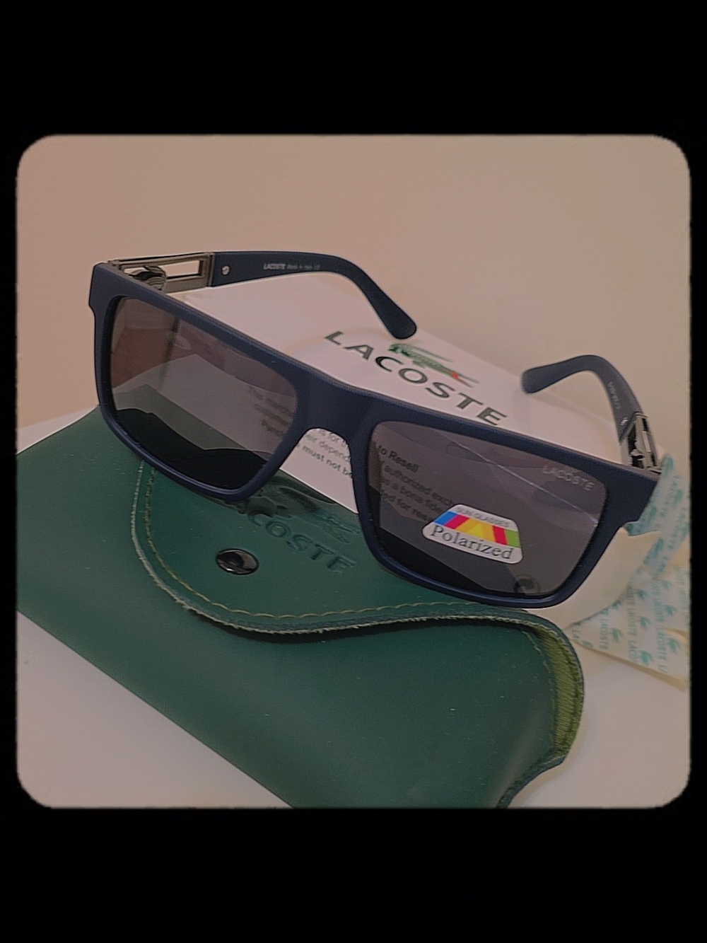 Lacoste Folding Sunglasses in Navy with Dark Lenses